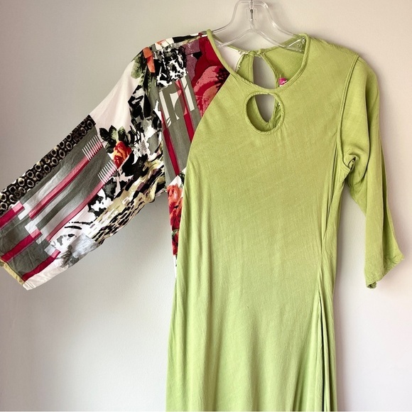 Neeru Kumar Lime Green Graphic Panel Maxi Dress - Picture 3 of 13